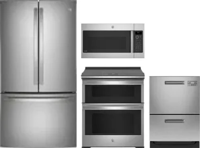4 Piece Package Includes Refrigerator, Range, Microwave And Dishwasher